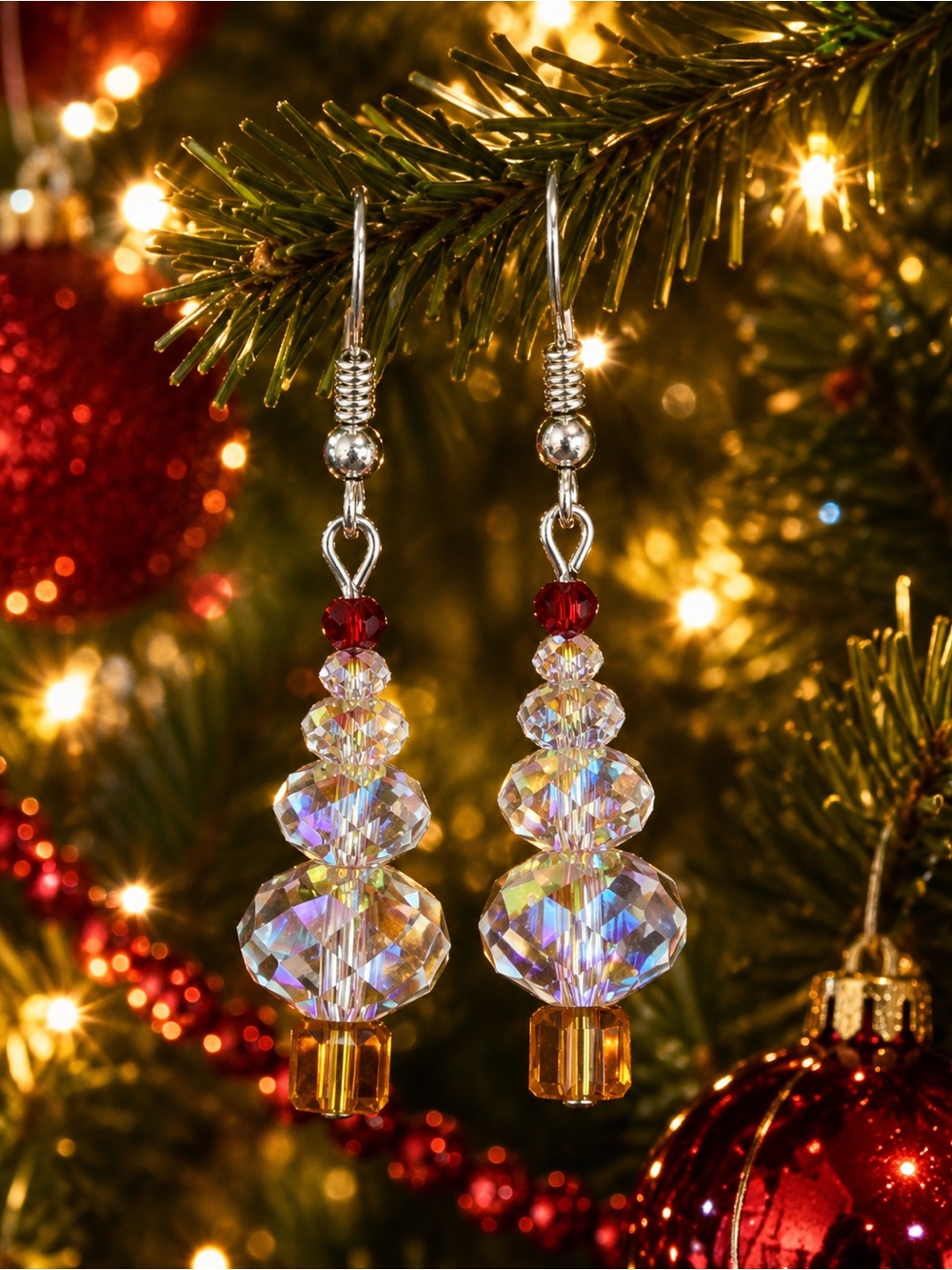 Handmade AB Crystal Holiday Dangles - Genuine Swarovski VIP Member Creation
